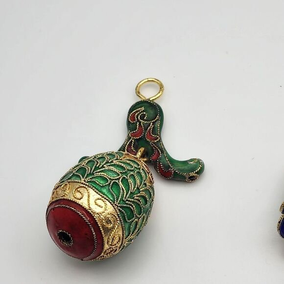 Set of 3 Cloisonne Christmas Ornaments - Picture 3 of 6
